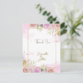 ブルーミングバラ結婚ピンクサンキューカード サンキューカード (スタンド正面)