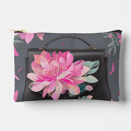 ブルーミングバラAIアート アクセサリーポーチ (正面)