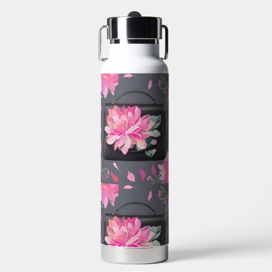 ブルーミングバラAIアート ウォーターボトル (正面)