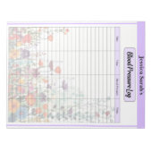 ブルーミングパープルガーデン血圧ログ ノートパッド (正面)