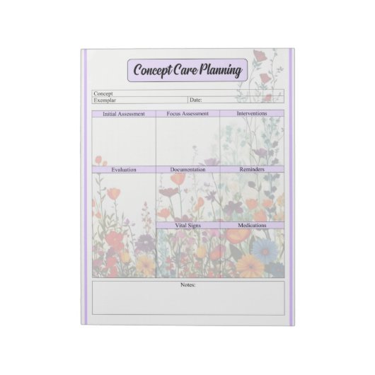 ブルーミングパープルガーデン_コンセプト計気に画 ノートパッド (回転)