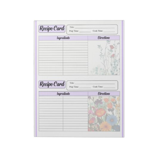 ブルーミングパープルガーデン_レシピカード ノートパッド (回転)