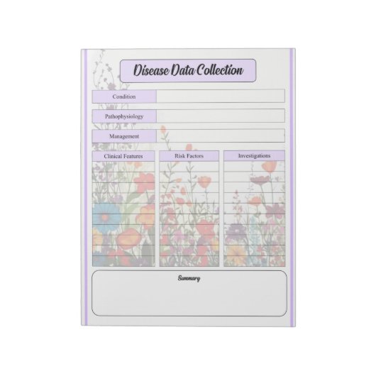 ブルーミングパープルガーデン_病気データ収集 ノートパッド (回転)