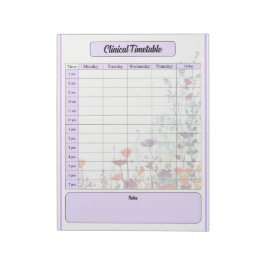 ブルーミングパープルガーデン_臨床タイムテーブル ノートパッド