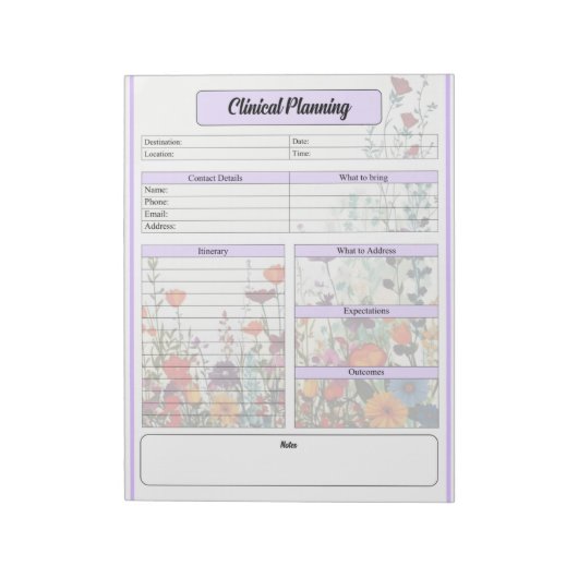 ブルーミングパープルガーデン_臨床計画 ノートパッド (回転)