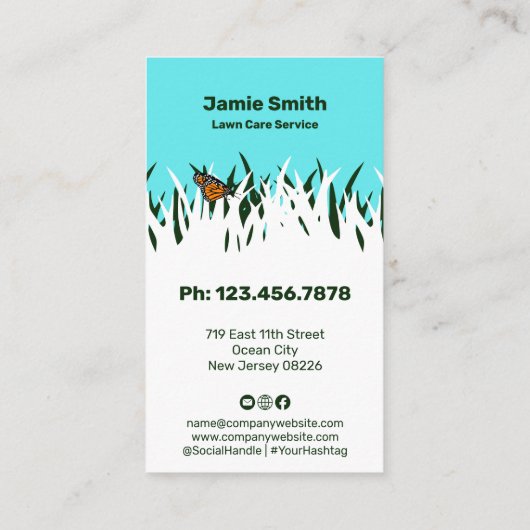 ブルーミングビジネスパーソナライズされたバタフライ気にラン 名刺 (裏面)