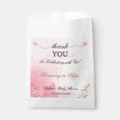 ブルーミングピンクの水の色のアートありがとう赤ちゃんシャワー フェイバーバッグ (正面)