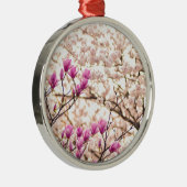 ブルーミングピンクパープルマグノリアス春花 メタルオーナメント (右)