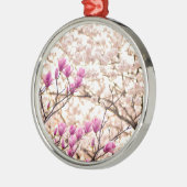 ブルーミングピンクパープルマグノリアス春花 メタルオーナメント (左)