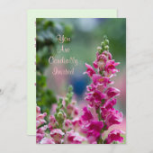 ブルーミングピンクフォックスグローブブライダルシャワー招待 招待状 (正面/裏面)