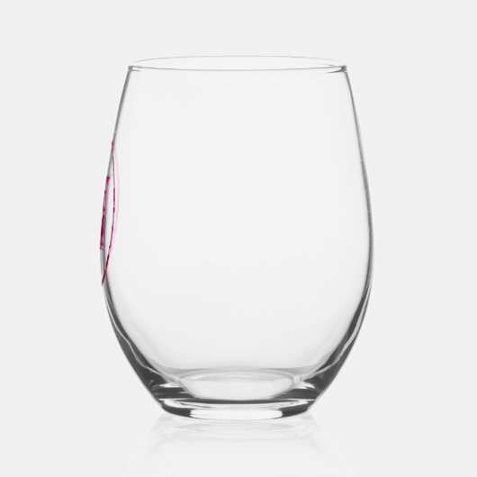 ブルーミングピンクフローラモノグラムレタリングアート「M」 ステムなしワイングラス (左)