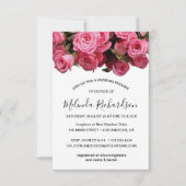 ブルーミングピンクフローラ水彩ブライダルシャワー 招待状 (正面)