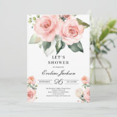 ブルーミングピンクロセスフローラブライダルシャワー招待状 招待状 (スタンド正面)