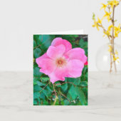 ブルーミングピンクローズフラワー誕生日グリーティングカード カード (黄色い花)