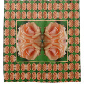 ブルーミングピーチバラ抽象芸術パターン シャワーカーテン (正面)