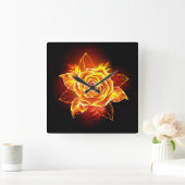 ブルーミングファイアバラ スクエア壁時計 (ホーム)