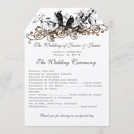 ブルーミングフォレストヴィンテージラブバード結婚式 プログラム (正面)