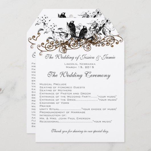 ブルーミングフォレストヴィンテージラブバード結婚式 プログラム (正面/裏面)