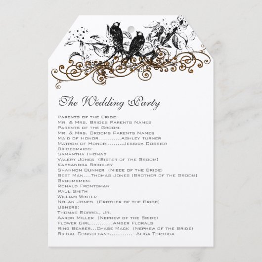 ブルーミングフォレストヴィンテージラブバード結婚式 プログラム (裏面)