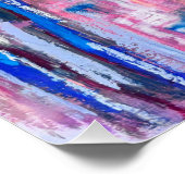 ブルーミングフラワーズ&ハミングバード油パステルアートワーク ポスター (コーナー)