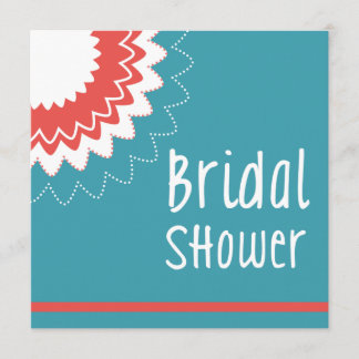 ブルーミングフラワー-ブルー&コーラル 招待状