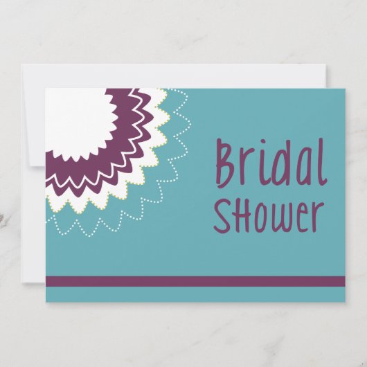 ブルーミングフラワー-紫と緑 招待状 (正面)