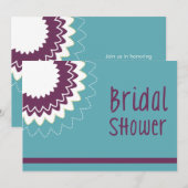 ブルーミングフラワー-紫と緑 招待状 (正面/裏面)