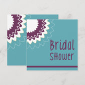 ブルーミングフラワー-紫と緑 招待状 (正面/裏面)