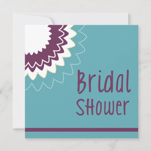 ブルーミングフラワー-紫と緑 招待状 (正面)