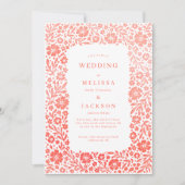 ブルーミングフレーム結婚式招待状コーラルピンク 招待状 (正面)