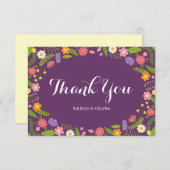 ブルーミングフローラフレーム素朴庭園の結婚式 サンキューカード (正面/裏面)