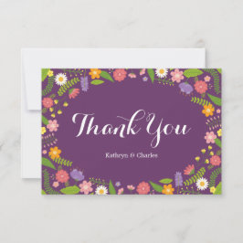 ブルーミングフローラフレーム素朴庭園の結婚式 サンキューカード