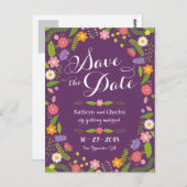 ブルーミングフローラフレーム素朴庭園の結婚式 ポストカード (正面/裏面)