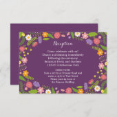 ブルーミングフローラフレーム素朴庭園の結婚式 招待状 (正面/裏面)