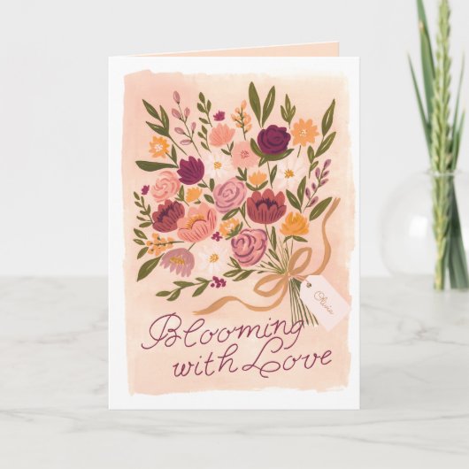 ブルーミングフローラブーケボウバレンタインデーカード シーズンカード (正面)