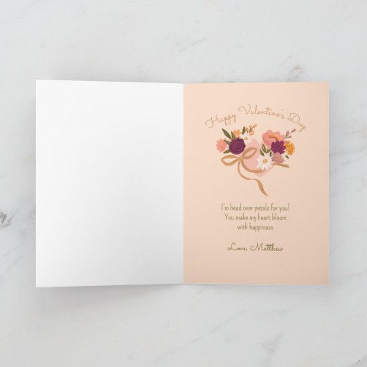 ブルーミングフローラブーケボウバレンタインデーカード シーズンカード (内部)