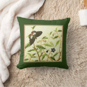ブルーミングブッシュヴィンテージアートを緑に彩る クッション (ブランケット)