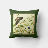 ブルーミングブッシュヴィンテージアートを緑に彩る クッション (裏面)