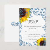 ブルーミングブルーサンキ花の結婚式出欠確認カード 出欠カード (正面/裏面)