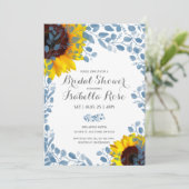 ブルーミングブルーサンフラワーブライダルシャワーカード 招待状 (スタンド正面)