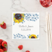 ブルーミングブルーボタニカルヒマワリ紙ナプキンス スタンダードカクテルナプキン (インサイチュ)