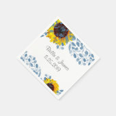 ブルーミングブルーボタニカルヒマワリ紙ナプキンス スタンダードカクテルナプキン (角)