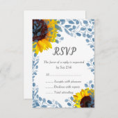 ブルーミングブルー sunflower ウェディング RSVP カード (正面/裏面)