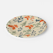 ブルーミングボタニカルオレンジフローラグリーンブランチ ペーパープレート (アングル)