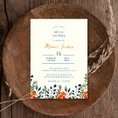 ブルーミングボタニカルオレンジフローラブライダルシャワー 招待状