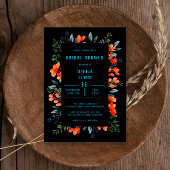 ブルーミングボタニカルオレンジフローラブライダルシャワー 招待状