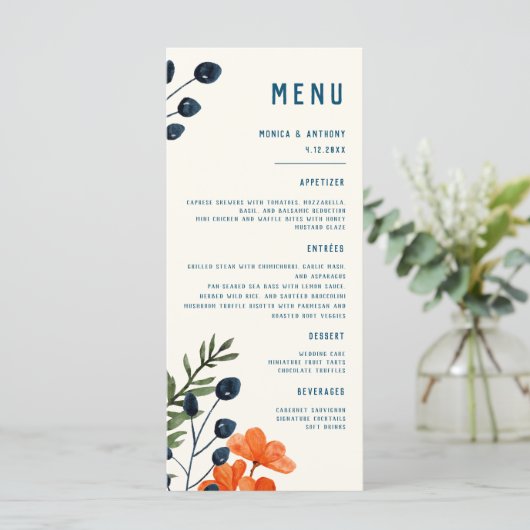 ブルーミングボタニカルオレンジフローラブルー結婚ズ メニュー (スタンド正面)