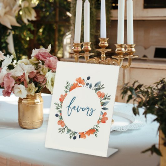 ブルーミングボタニカルオレンジブライダルシャワーの恩恵 台座サイン