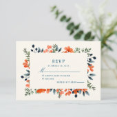 ブルーミングボタニカルオレンジ結婚フローラ 出欠カード (スタンド正面)