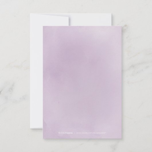 ブルーミングボタニカルパープルフローラ結婚式RSVP 出欠カード (裏面)